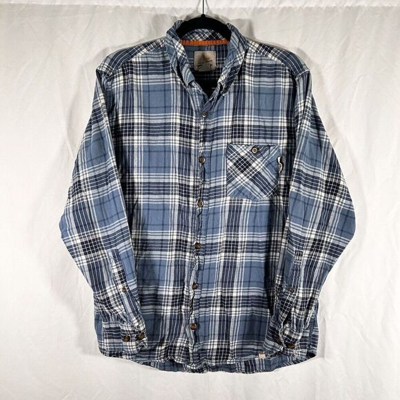Field & Stream Flannel Men's Large Blue Plaid Button Up Long Sleeve 100% Cotton - Picture 1 of 10